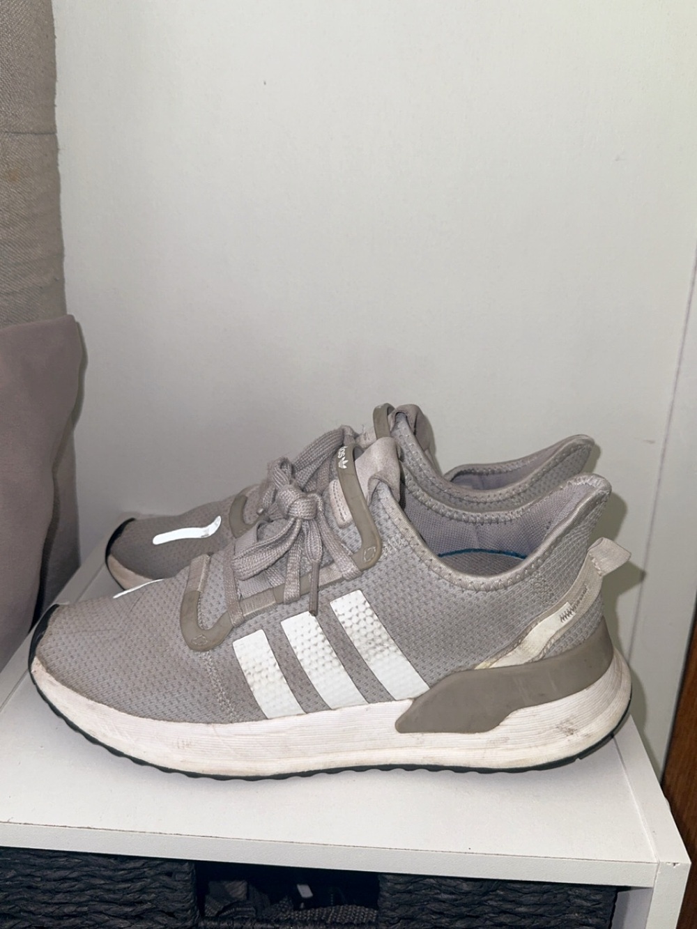 adidas Womens Grey and White Mesh Lace-Up Sneakers
